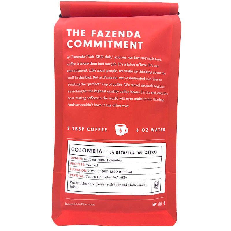 Colombia La Estrella del Ostro Medium Roast Coffee - Back Picture